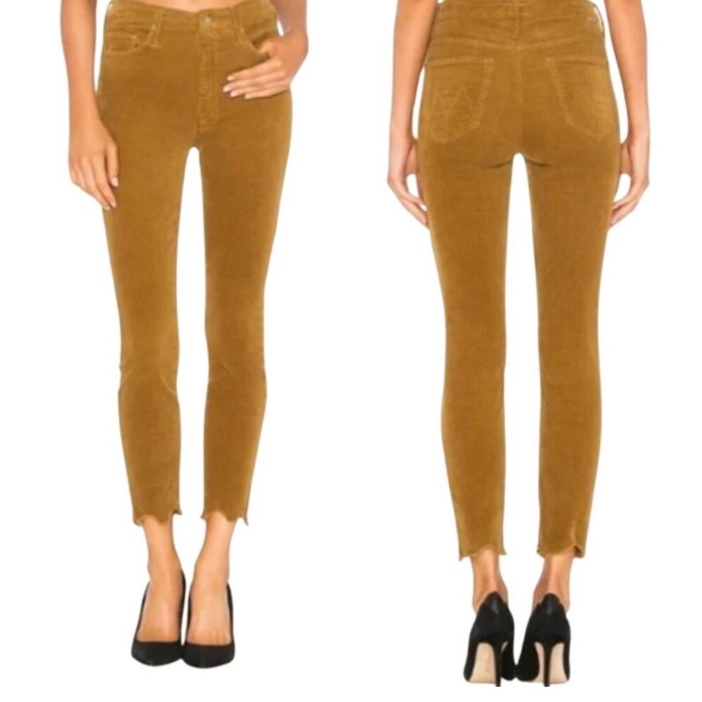 MOTHER Women's High Waisted Ankle Looker Chew Distressed Corduroy Size 26